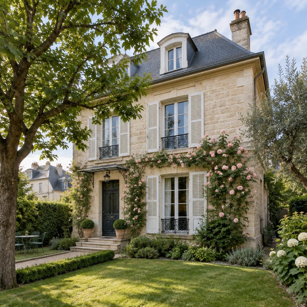 Maison en pierre avec jardin